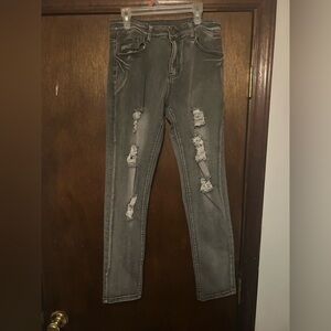 Distressed Gray Men’s Jeans